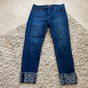 LOFT Modern Skinny Jeans with Embroidered Cuff Detail